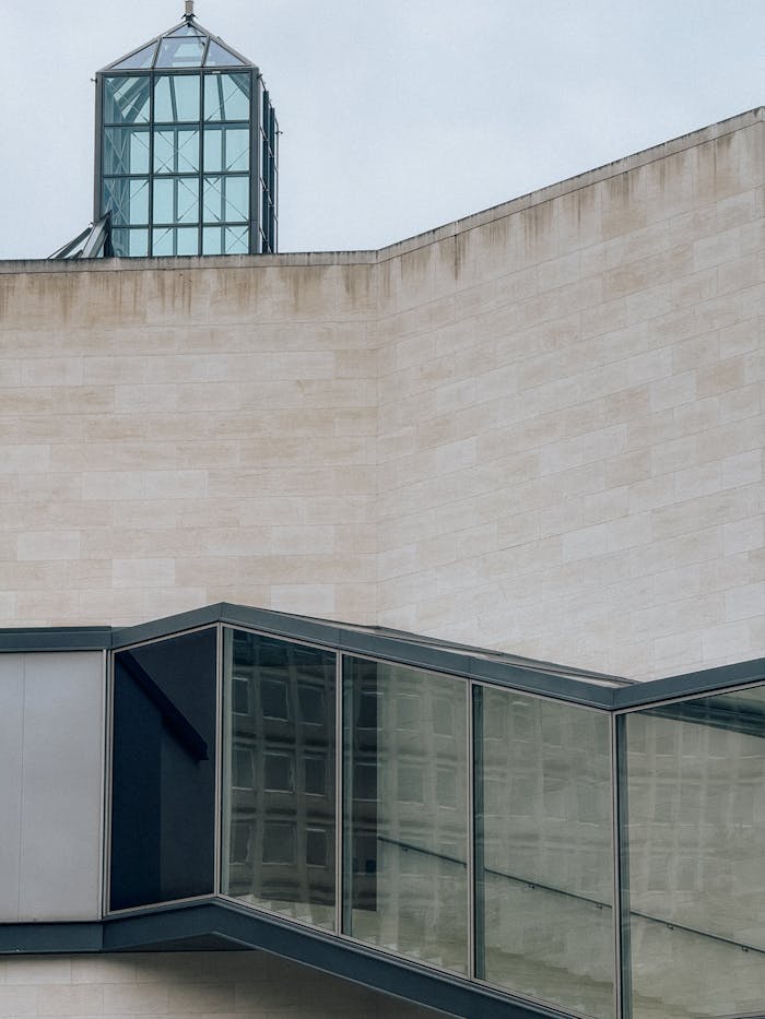 A minimalist view of contemporary architecture in Luxembourg City.